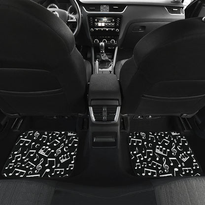 Music Note Black white Themed Print Car Floor Mats Front Back
