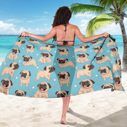 Pug Pattern Print Design A03 Sarong Pareo Wrap