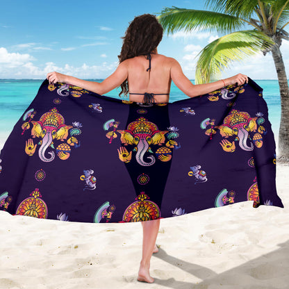 Ganesha Pattern Print Design 04 Sarong Pareo Wrap