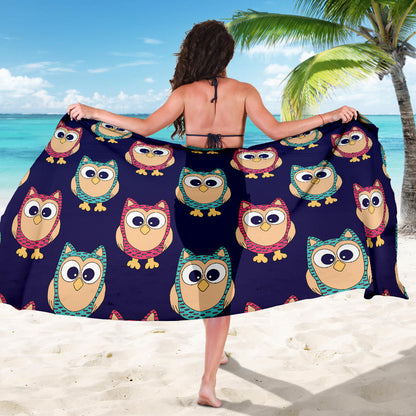 Owl Pattern Print Design A06 Sarong Pareo Wrap
