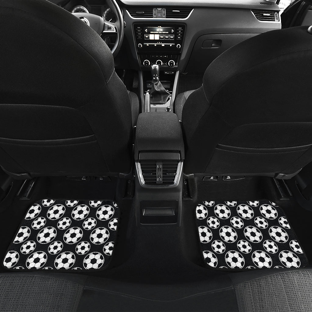 Soccer Ball Black Print Pattern Car Floor Mats Front Back