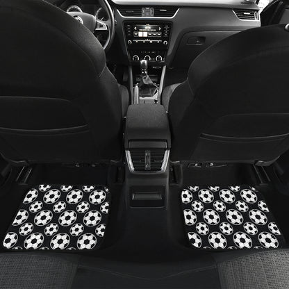 Soccer Ball Black Print Pattern Car Floor Mats Front Back