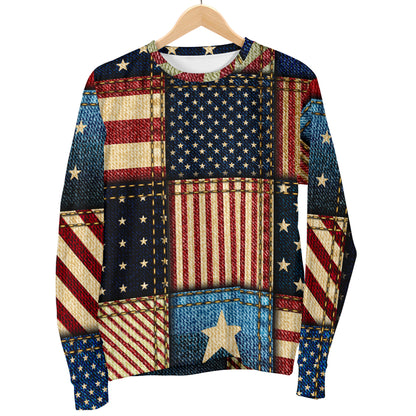 American flag Patchwork Design Women Long Sleeve Sweatshirt