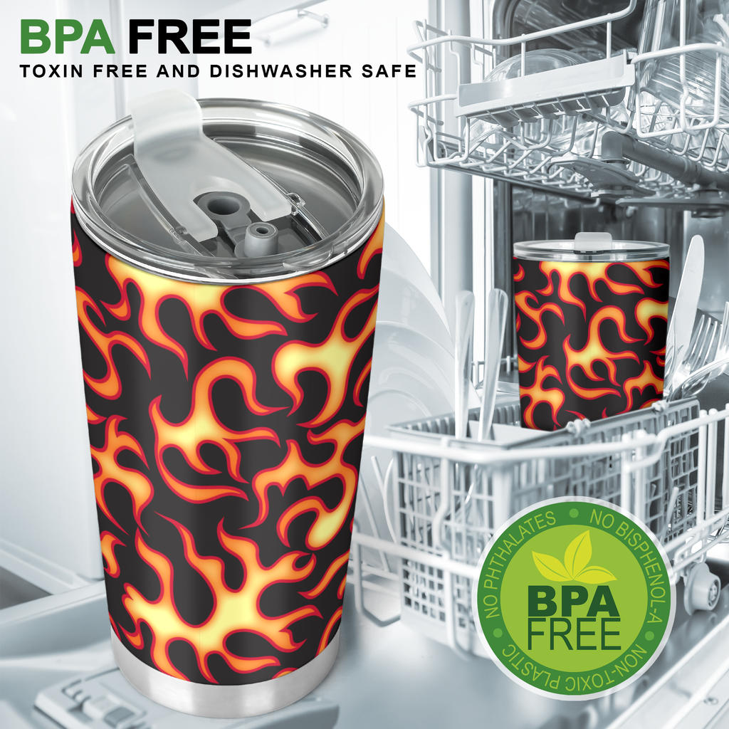 Flame Fire Themed Print Tumbler