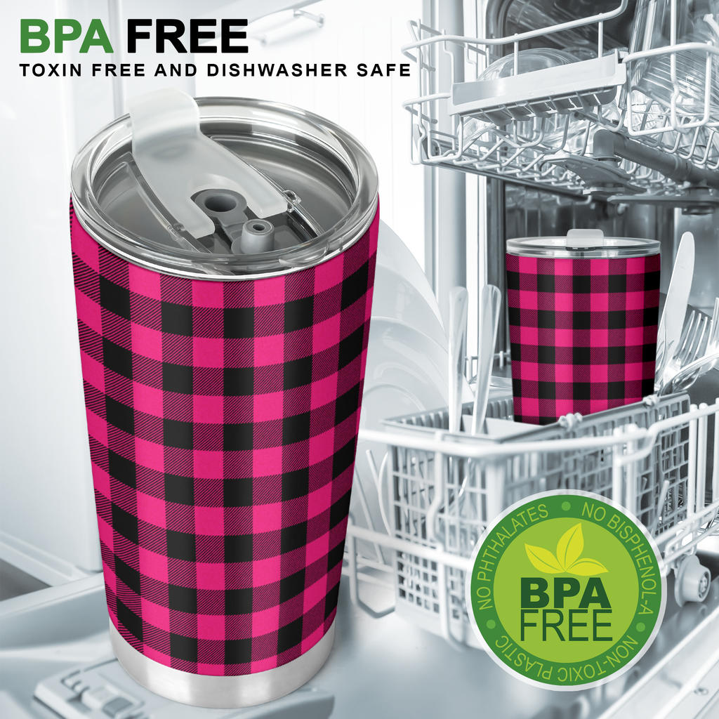 Pink Tartan Plaid Pattern Tumbler