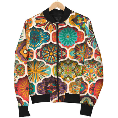 Mandala Mosaic Themed Design Print Men Bomber Jacket