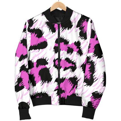 Leopard Pink Skin Print Men Bomber Jacket
