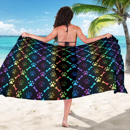 Paw Rainbow Pattern Print Design A01 Sarong Pareo Wrap