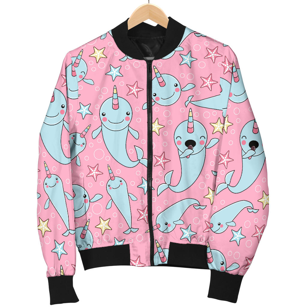 Narwhal Cartoon Cute Print Men Bomber Jacket