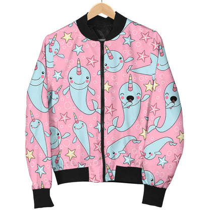 Narwhal Cartoon Cute Print Men Bomber Jacket
