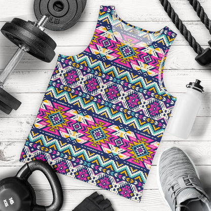 Aztec Pink Geometric Print Pattern Men Tank Top