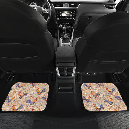 Chicken Boho Style Pattern Car Floor Mats Front Back