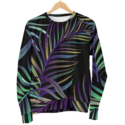 Tropical Palm Leaves Pattern Brightness Men Long Sleeve Sweatshirt