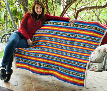 Mexican Blanket ZigZag Print Pattern Quilt Bedspread