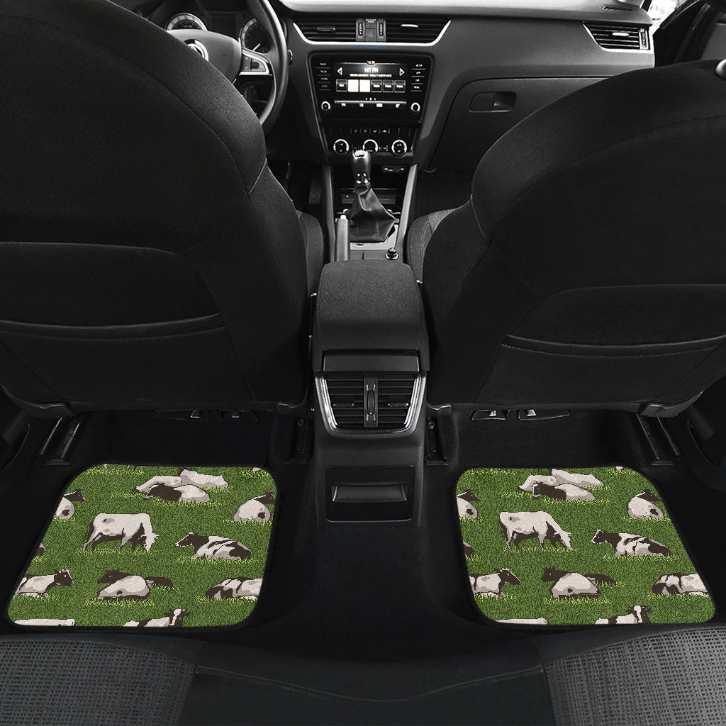 Cow on Grass Print Pattern Car Floor Mats Front Back