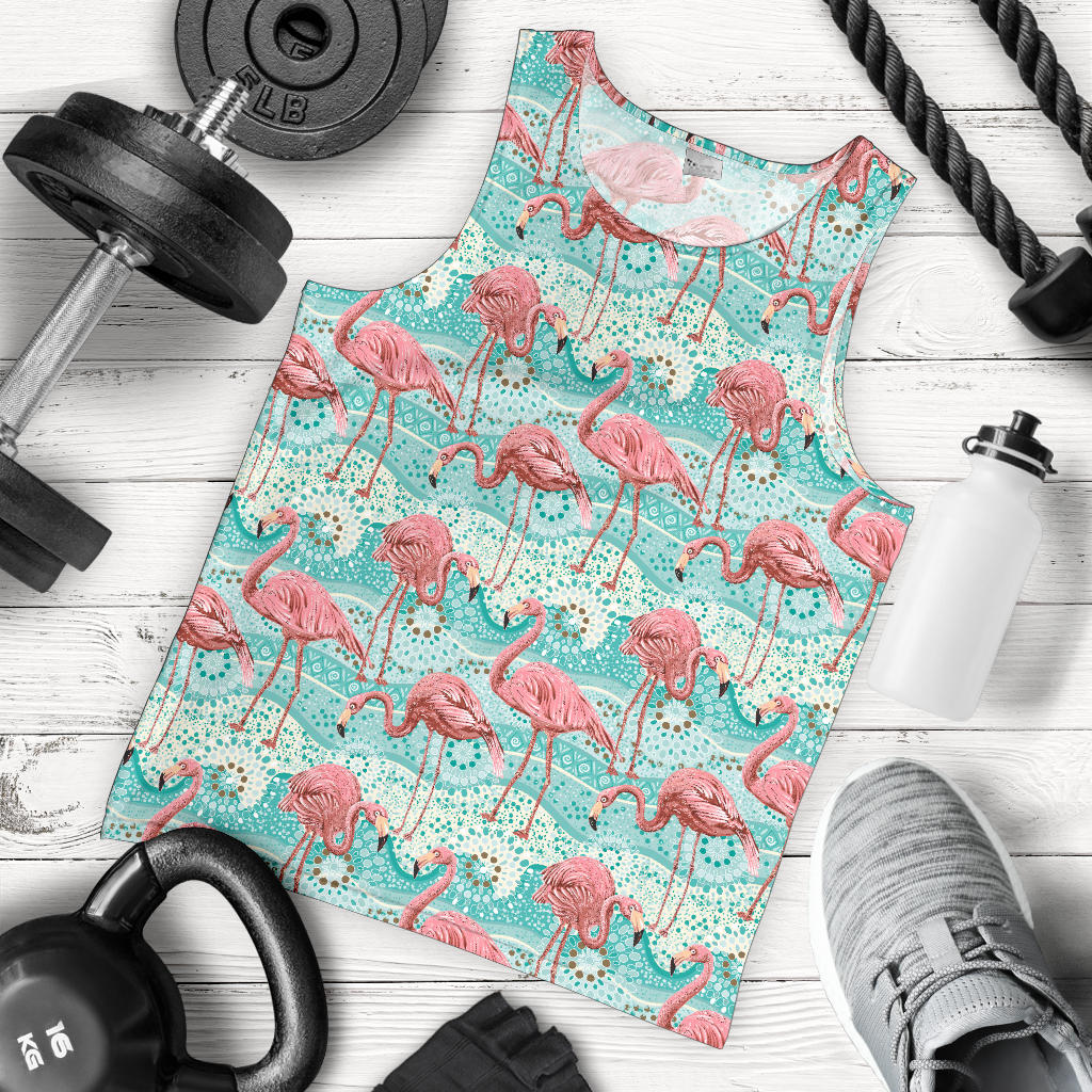 Flamingo Background Themed Print Men Tank Top