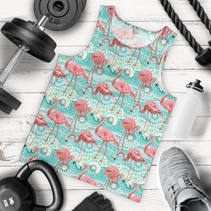 Flamingo Background Themed Print Men Tank Top