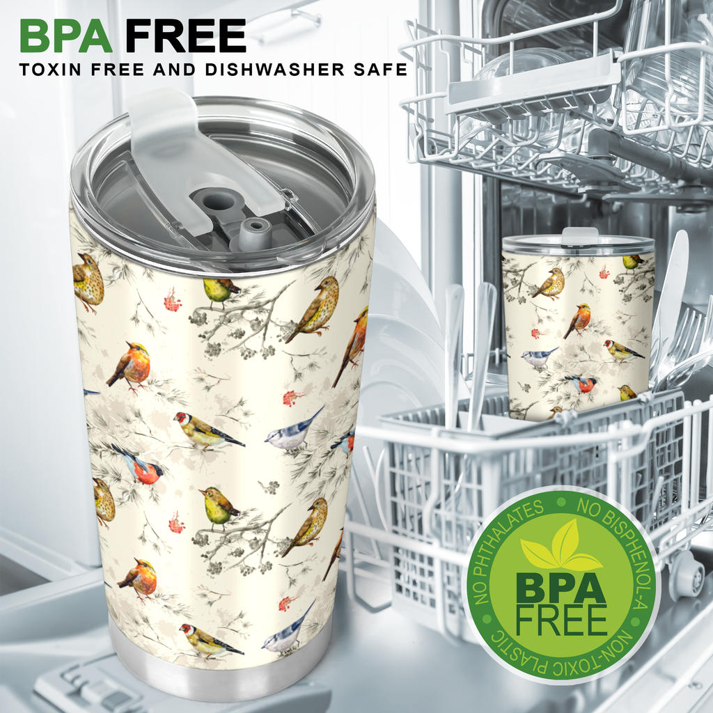 Bird Watercolor Design Pattern Tumbler