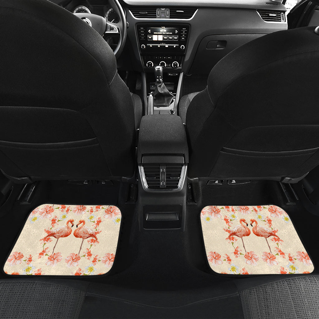 Flamingo Hibiscus Print Pattern Car Floor Mats Front Back