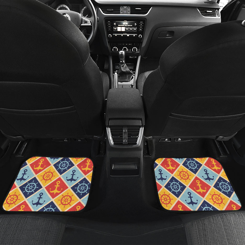Nautical Pattern Design Themed Print Car Floor Mats Front Back