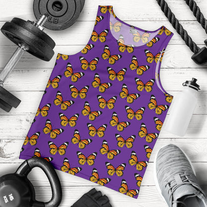 Monarch Butterfly Purple Print Pattern Men Tank Top