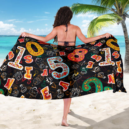 Number Pattern Print Design A03 Sarong Pareo Wrap