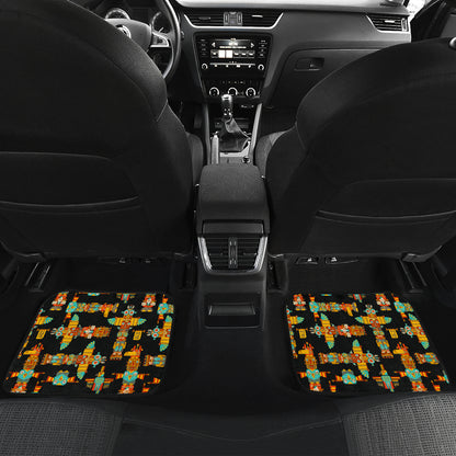 Totem Pole Cartoon Print Car Floor Mats Front Back
