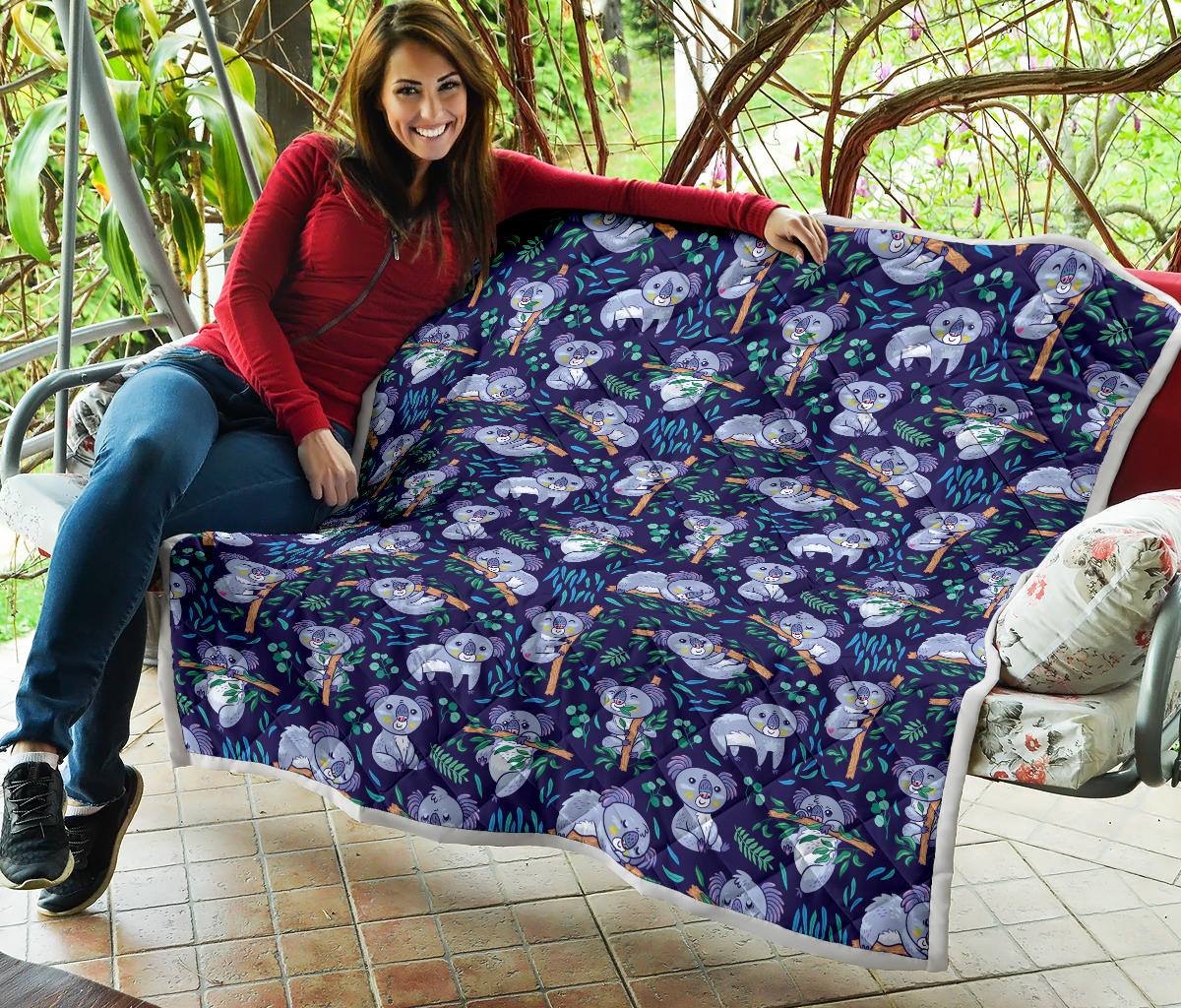 Koala Themed Design Print Quilt Bedspread