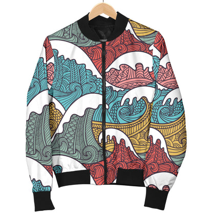 Tribal Wave Pattern Print Men Bomber Jacket
