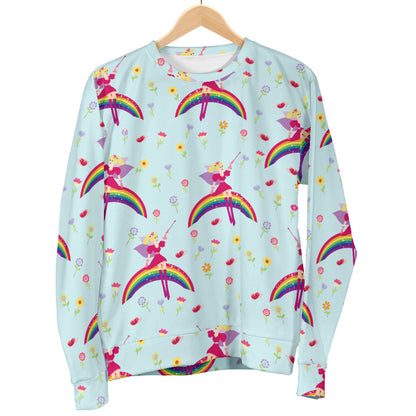 Fairy with Rainbow Print Pattern Men Long Sleeve Sweatshirt