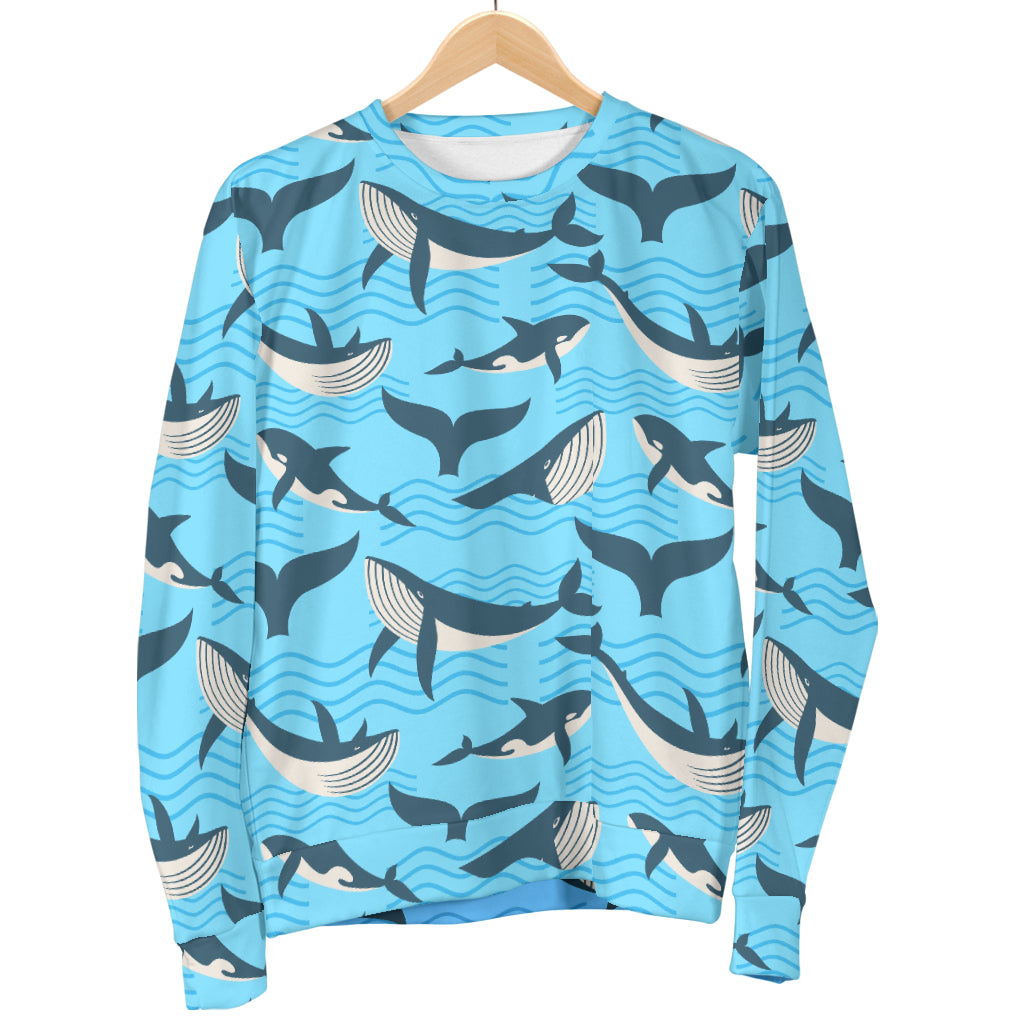 Whale Pattern Design Themed Print Men Long Sleeve Sweatshirt