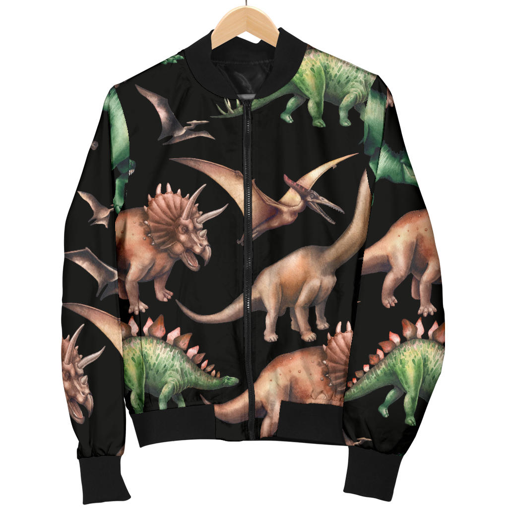 Dinosaur Print Pattern Men Bomber Jacket