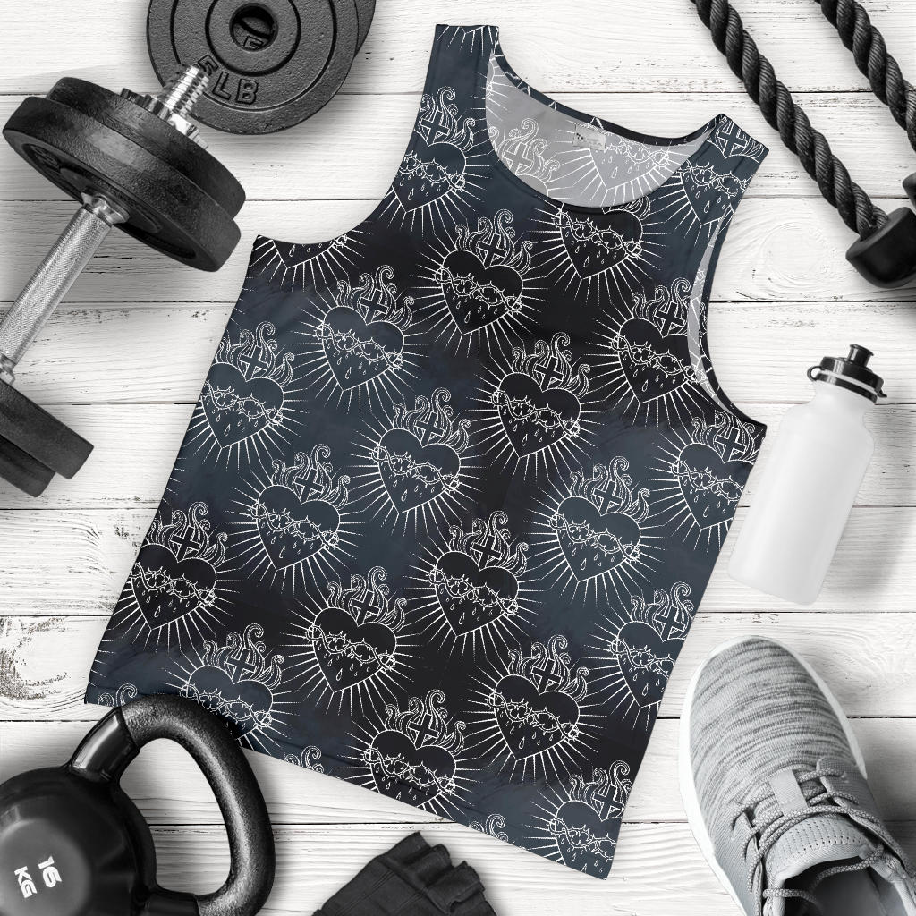 Christian Heart Tattoo Style Men Tank Top