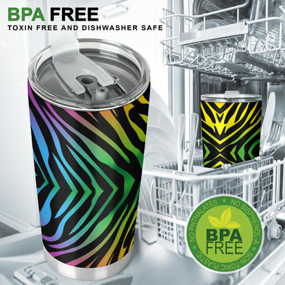Rainbow Zebra Themed Print Tumbler