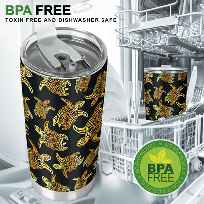 Gold Tribal Turtle Polynesian Themed Tumbler