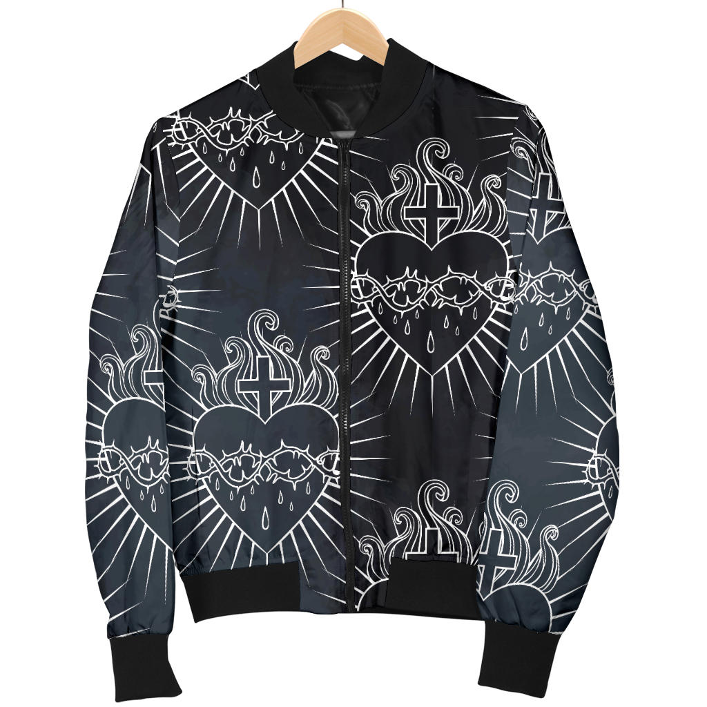 Christian Heart Tattoo Style Men Bomber Jacket