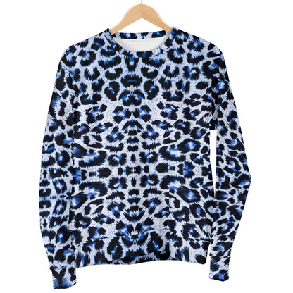 Leopard Blue Skin Print Men Long Sleeve Sweatshirt