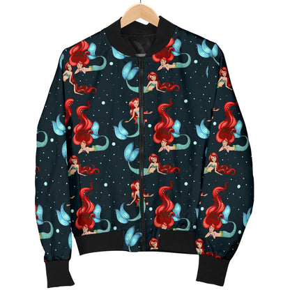 Mermaid Girl Themed Design Print Men Bomber Jacket