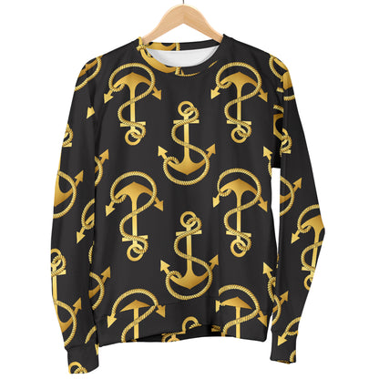 Anchor Gold Pattern Women Long Sleeve Sweatshirt