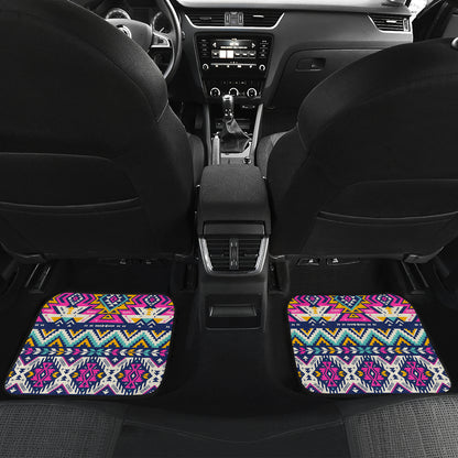 Aztec Pink Geometric Print Pattern Car Floor Mats Front Back