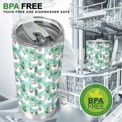 Llama with Cactus Themed Print Tumbler
