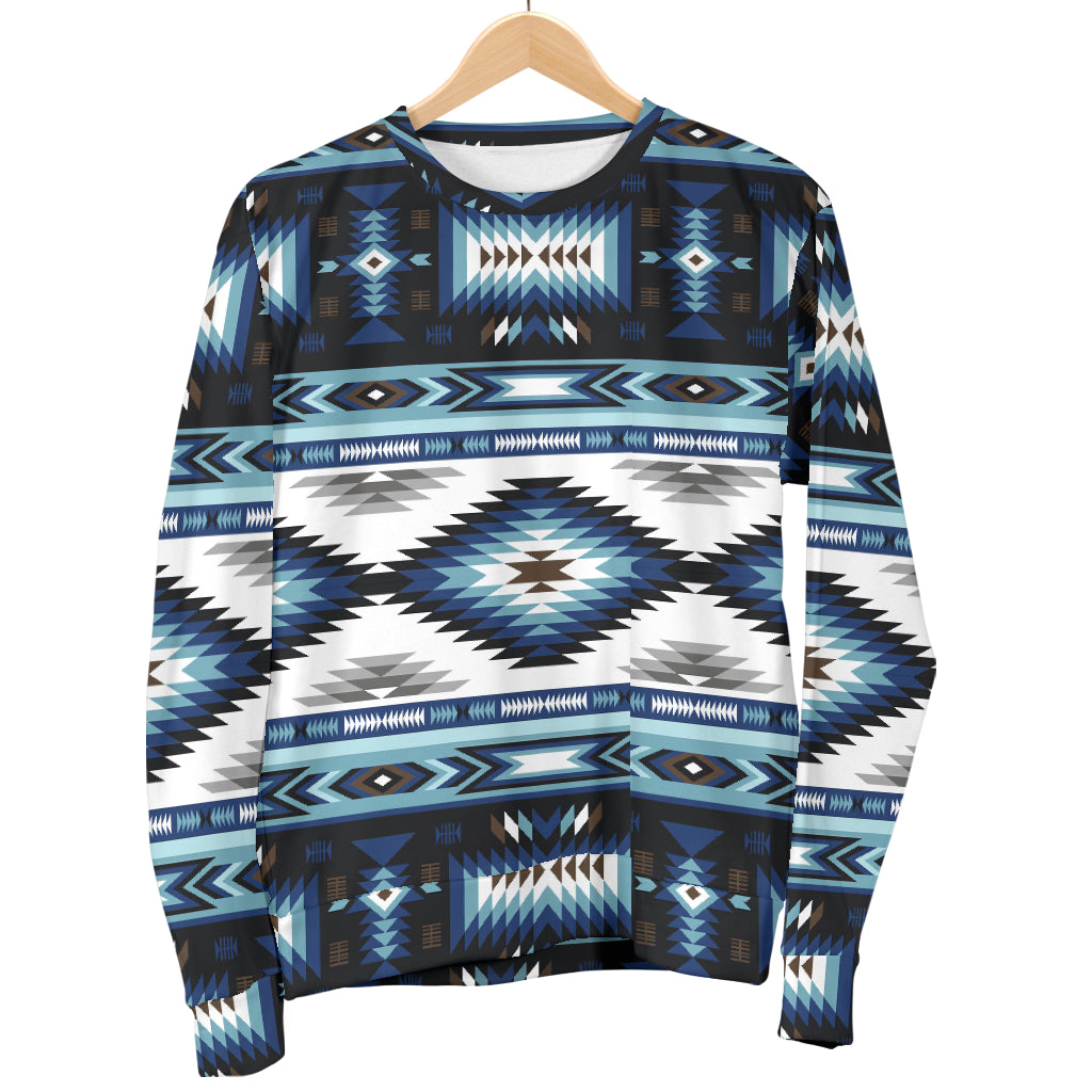 Navajo Dark Blue Print Pattern Women Long Sleeve Sweatshirt