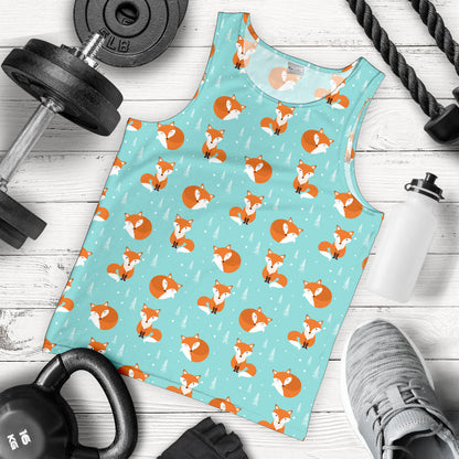 Fox Design Snow Print Pattern Men Tank Top