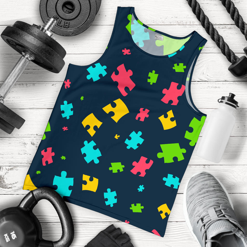 Autism Awareness Colorful Design Print Men Tank Top