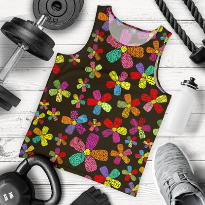 Flower Power Colorful Print Pattern Men Tank Top