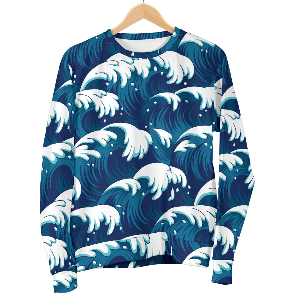Ocean Wave Pattern Print Women Long Sleeve Sweatshirt