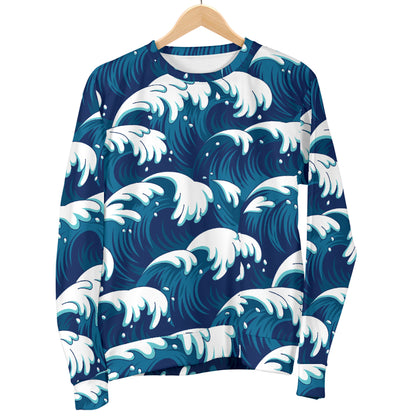 Ocean Wave Pattern Print Women Long Sleeve Sweatshirt