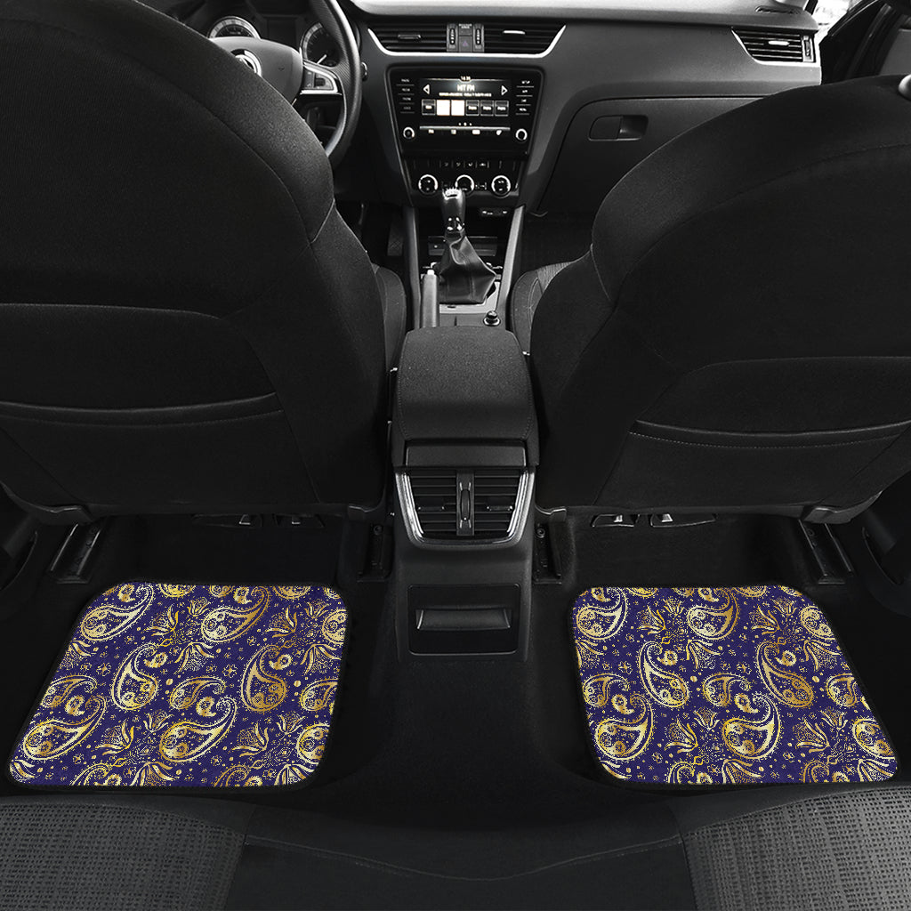 Paisley Blue Yellow Design Print Car Floor Mats Front Back