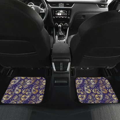 Paisley Blue Yellow Design Print Car Floor Mats Front Back
