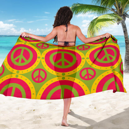 Peace Sign Pattern Print Design A01 Sarong Pareo Wrap